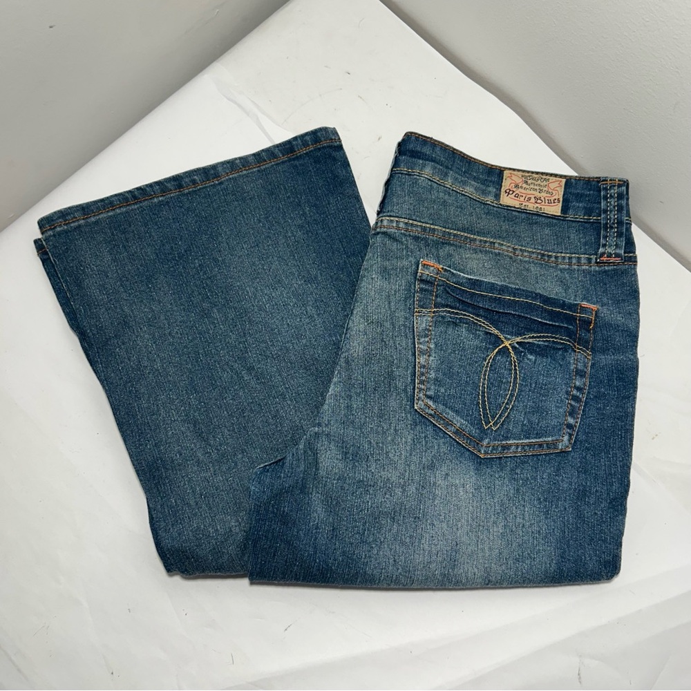 Paris Blues Y2k flare jeans stretch fit Retro Vintage Washed Blue